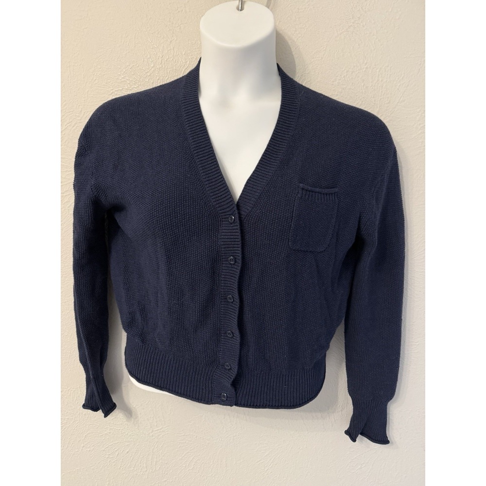 Alex Mill size S cotton cashmere textured cardigan blue pocket